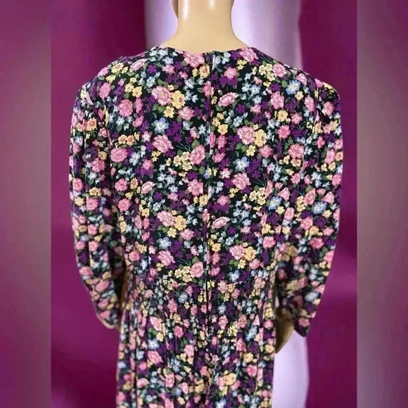 SL Fashions Pink and Yellow Midi Long Sleeve Dress - Picture 5 of 12